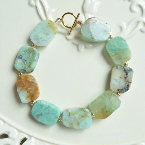 Chunky Chrysoprase Beaded Bracelet - Made in Canada - Picture 2 of 10